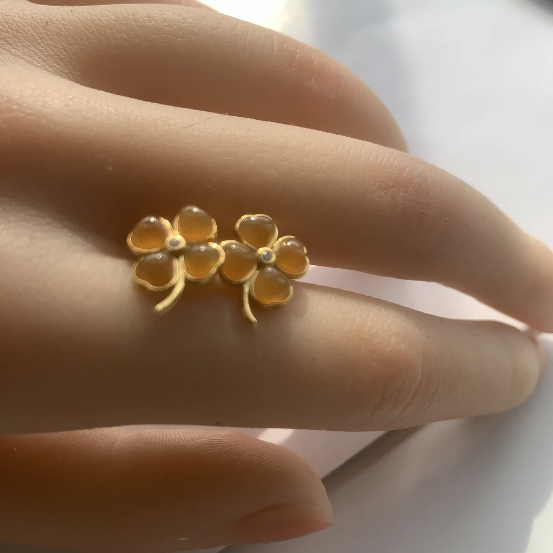 糖料耳饰s925和田玉银镶耳饰