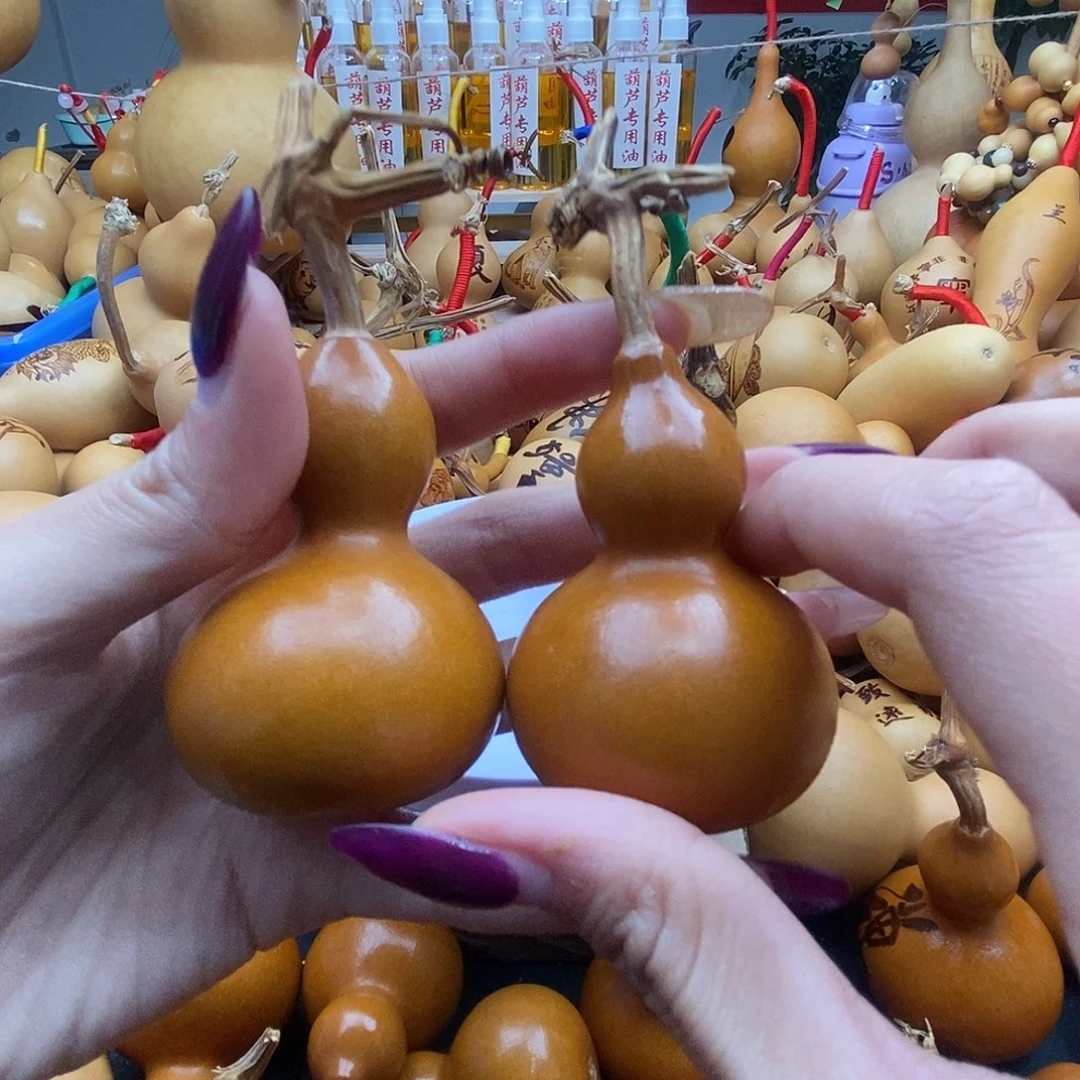 双***子香榧木葫芦工艺品