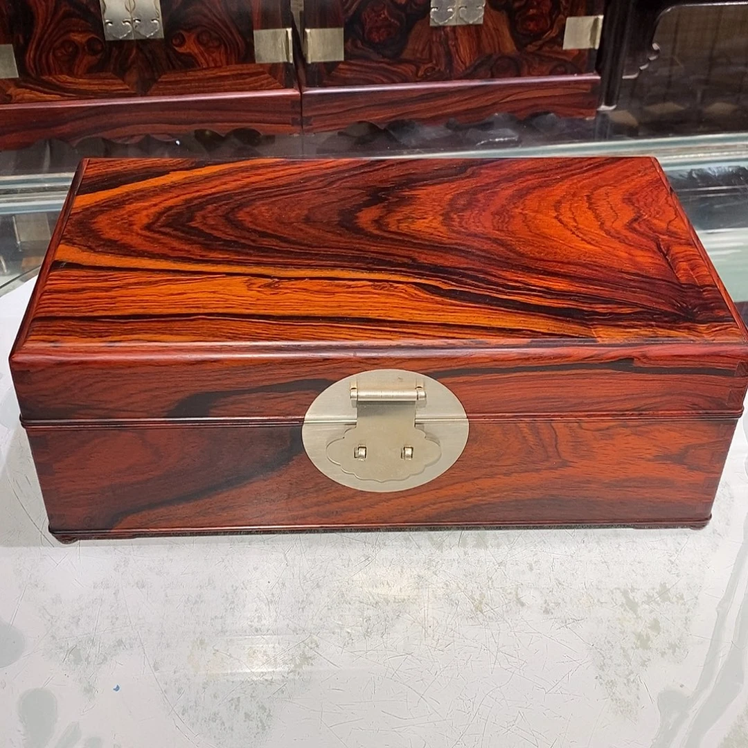 微凹黄檀（南美大红酸枝）独板双层首饰盒30/17/11