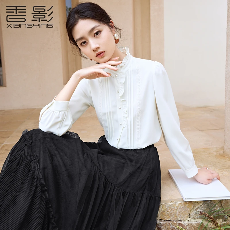 【直播专享】C844252衬衫 香影雪纺衬衫女长袖2024秋冬新款衬