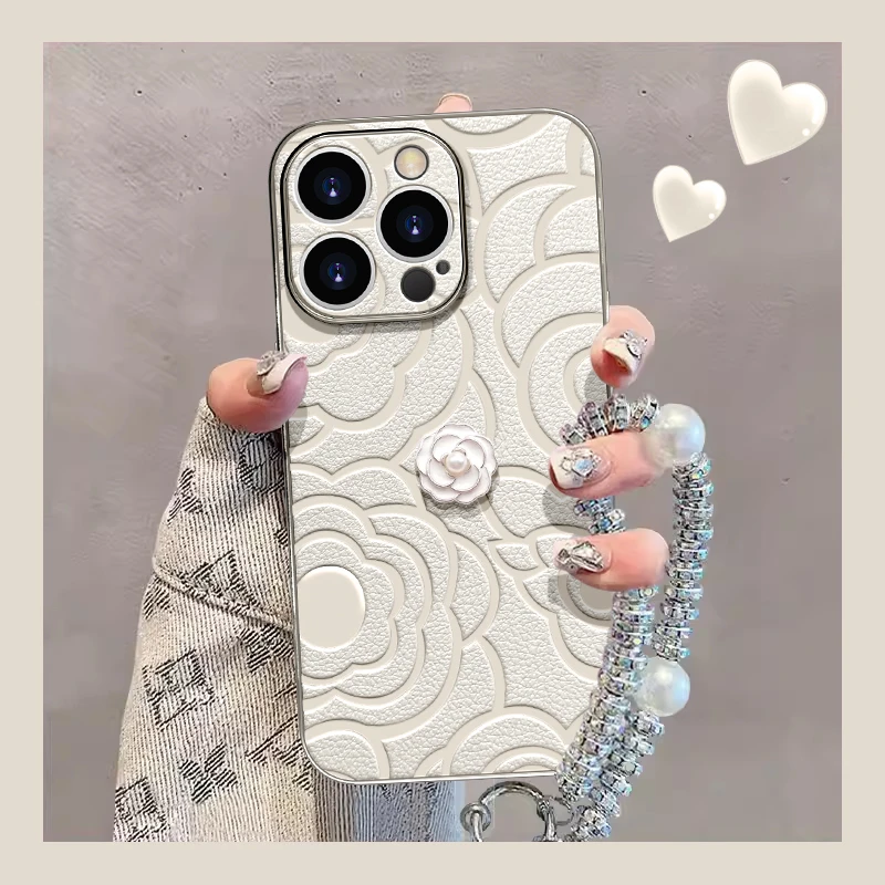 山茶花手机壳适用于苹果16华为/oppo/vivo硅胶防摔简约流行高级感