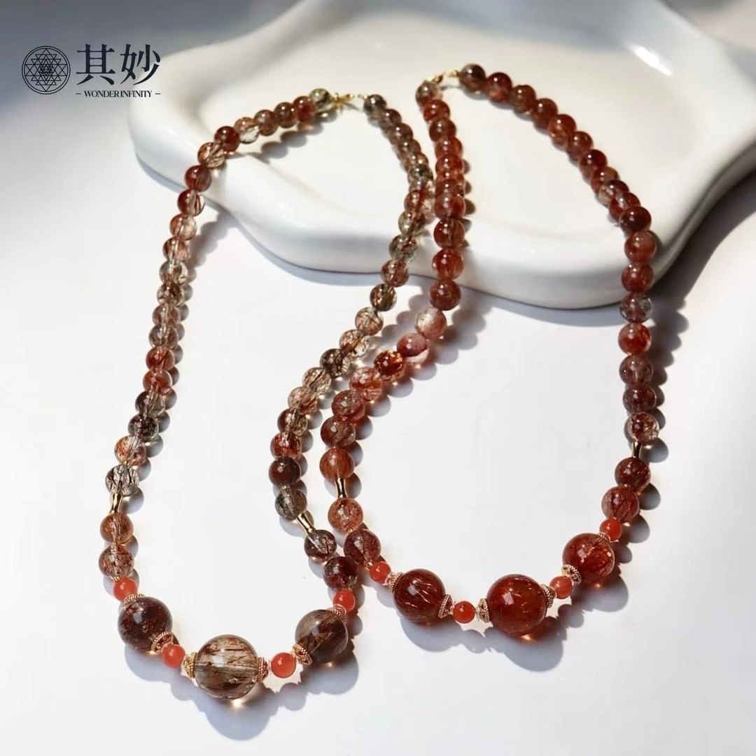 离火丨黑金超水晶南红项链（多样性发一