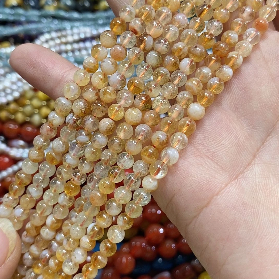 玛瑙/玉髓未镶嵌珠宝半成品黄塔晶一条卡5mm