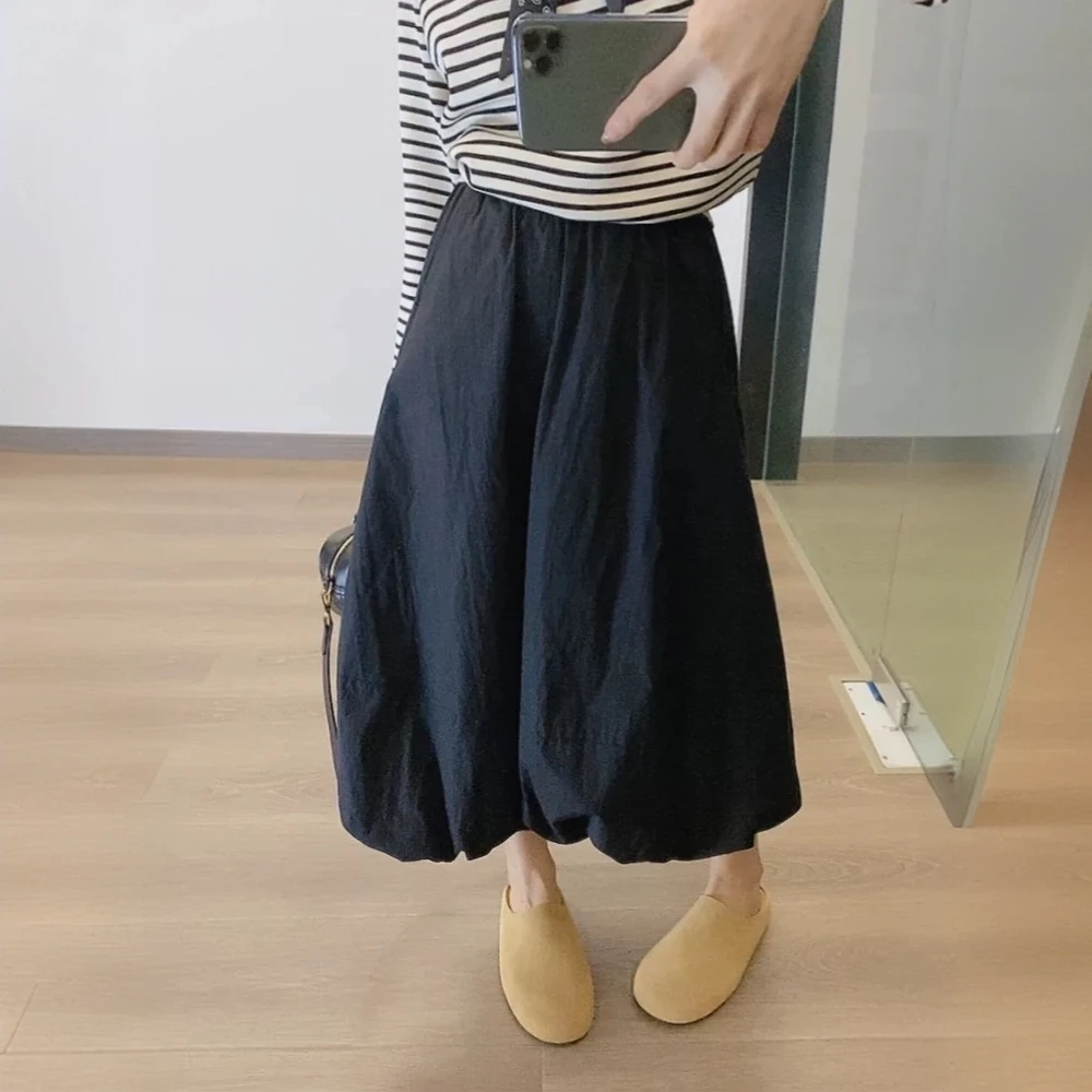 春季新款高腰休闲半身裙子梨形身材遮肉百搭显瘦花苞裙中长款时尚