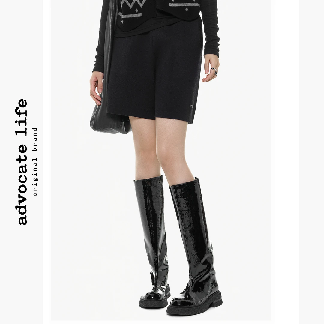 Advocatelife新款百搭裤子时尚舒适黑色简约休闲宽松短裤JQ365396