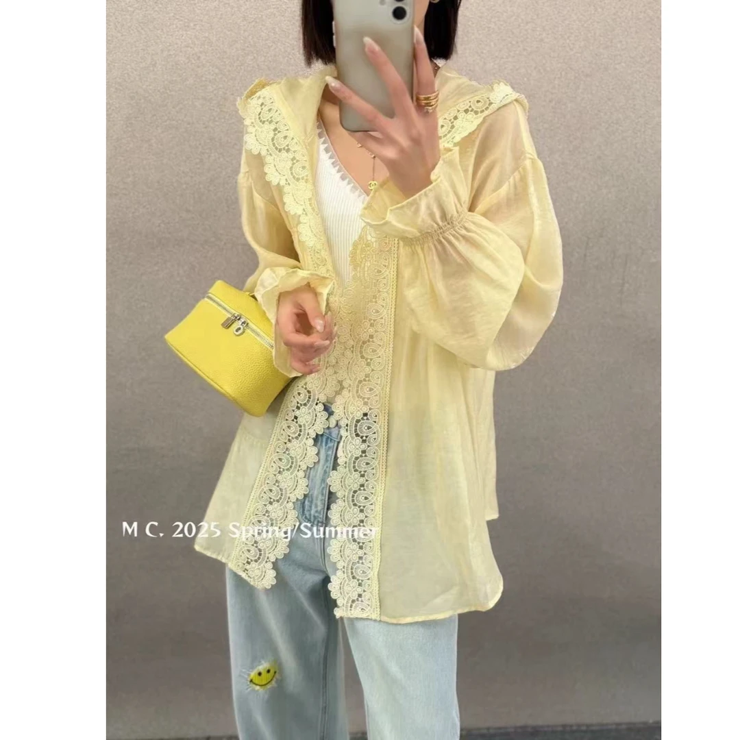 防晒薄款夏季镂空连帽小众洋气衣服女 网红