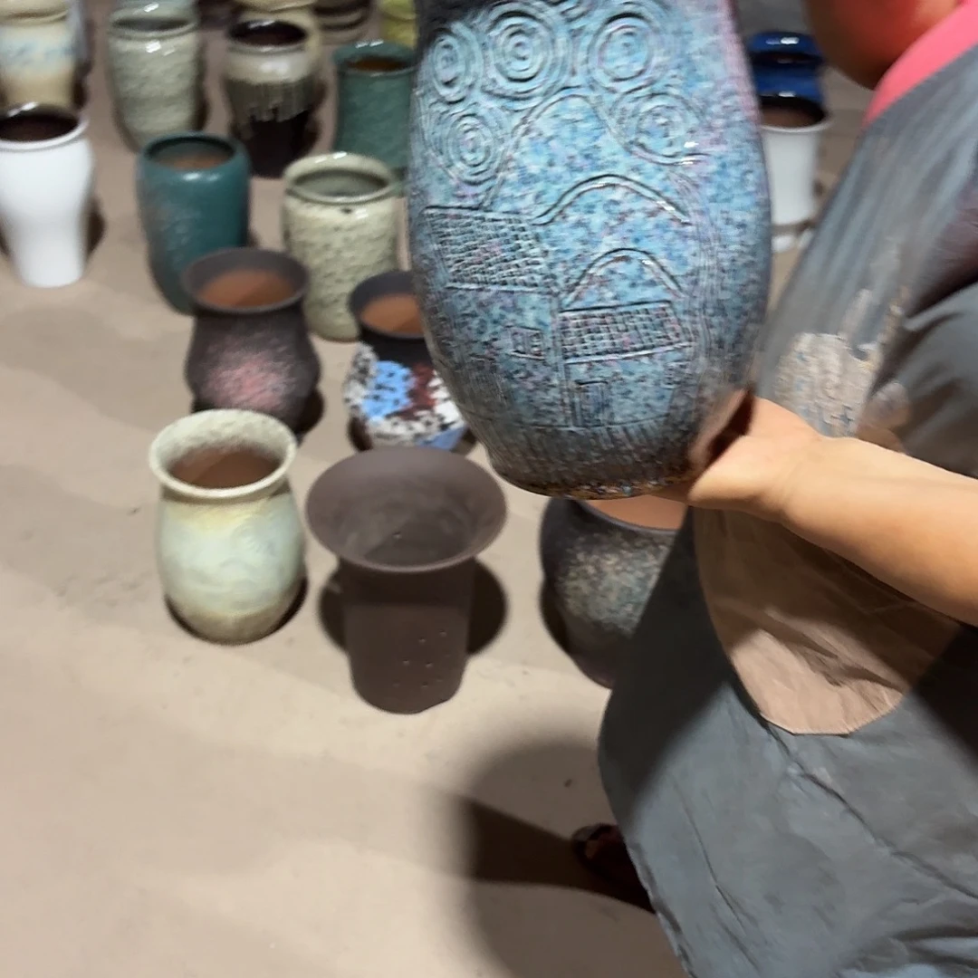 紫砂花盆口19高30