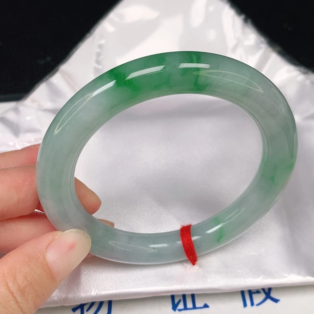 翡翠手镯未镶嵌缅甸天然翡翠圆条手镯214