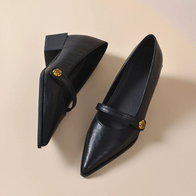 麦伯尔专属尖头一脚蹬防滑方根高跟鞋春季秋季舒适new vintage