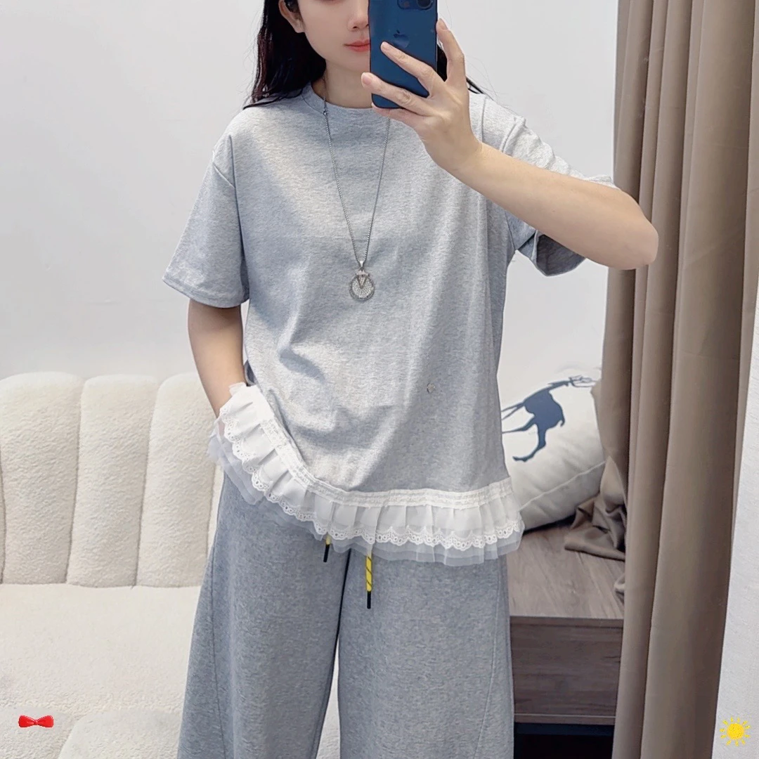 【婷哥专属】时尚夏季百搭蕾丝拼接长袖打底衫假两件T恤女DYY2619
