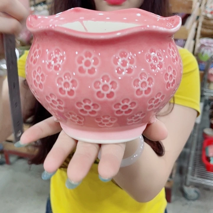有孔,凑10元包邮陶瓷花盆发货!