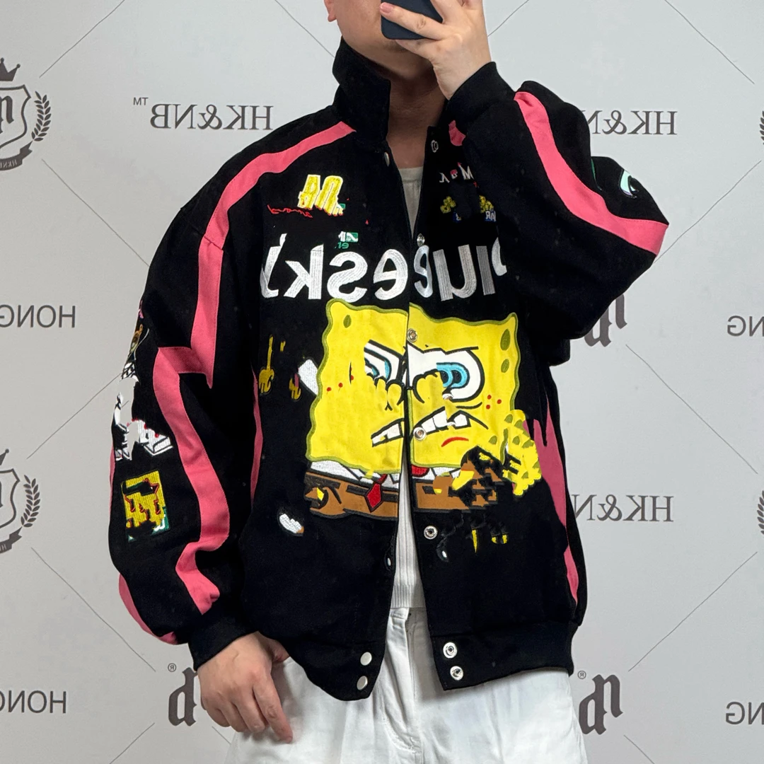 HK&NB x 国风动漫联名 春秋设计师宝宝前后重工刺绣宽松休闲夹克