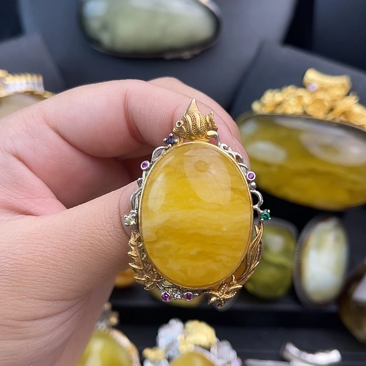琥珀银S925镶嵌裸石