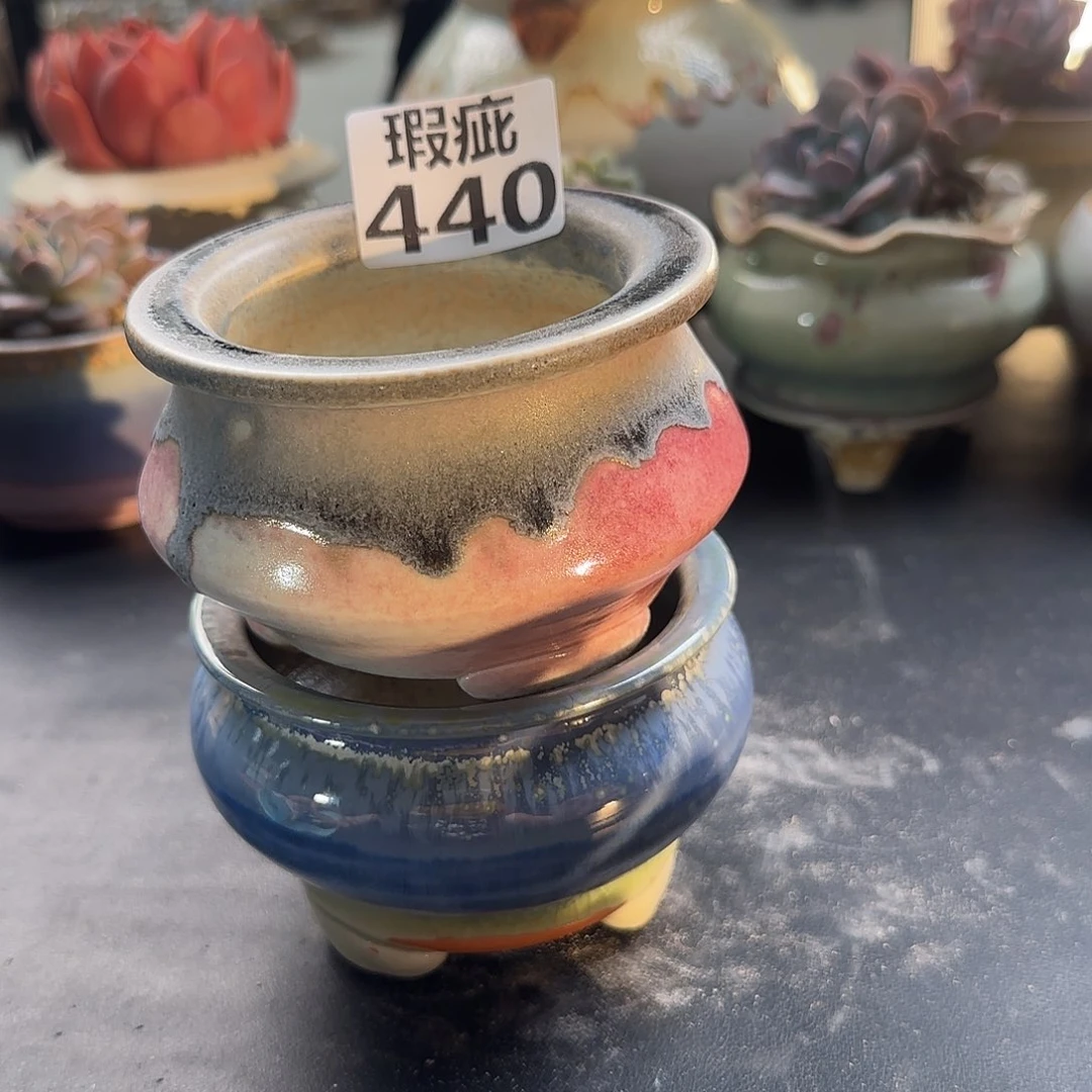瓷片泥泥多肉花盆440