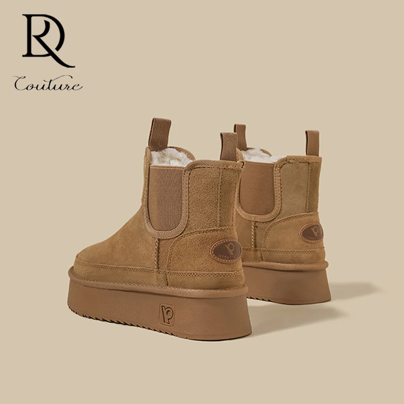 【DR官方正品】雪地靴女2025冬季棕色切尔西烟筒加绒增高棉鞋