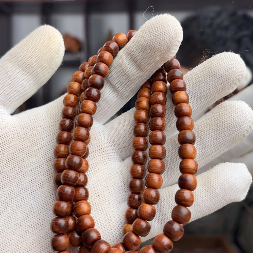 柏木（崖柏）手串/手链7.8，108颗蚕丝纹干黑油