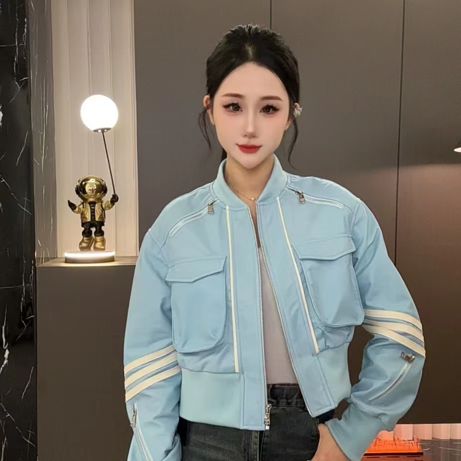 【七月推荐】欧美风设计师休闲拼接春季外套女-QIYUE-F056