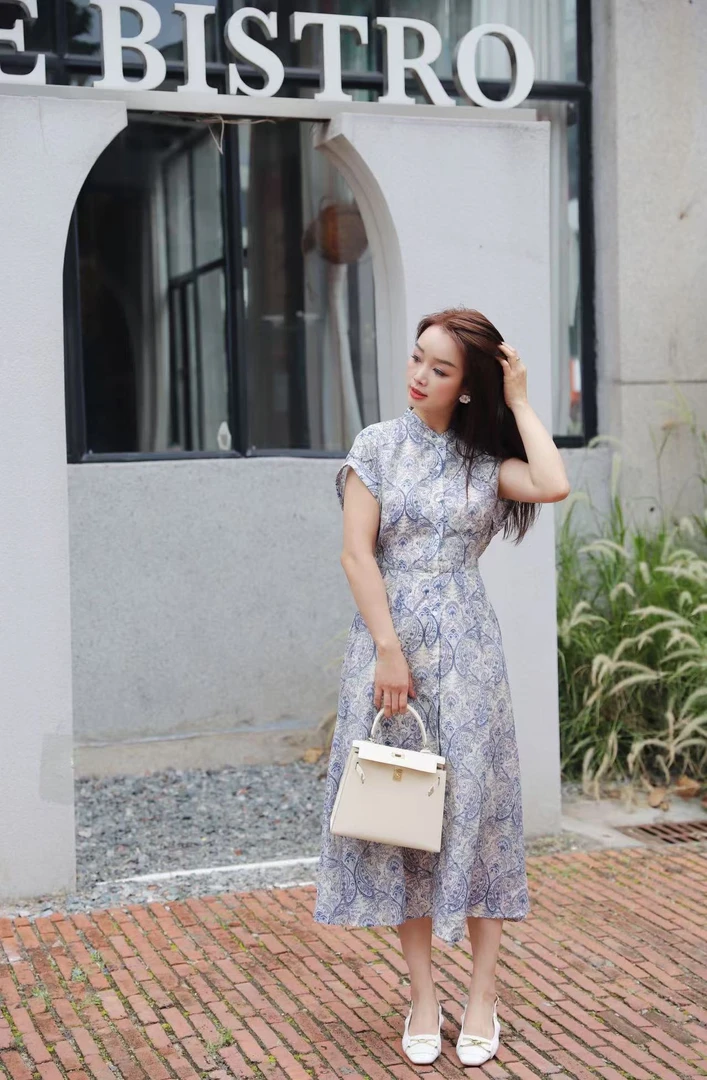 【乐在harmony】佩斯利花纹时尚收腰2025夏季新款气质印花中长裙