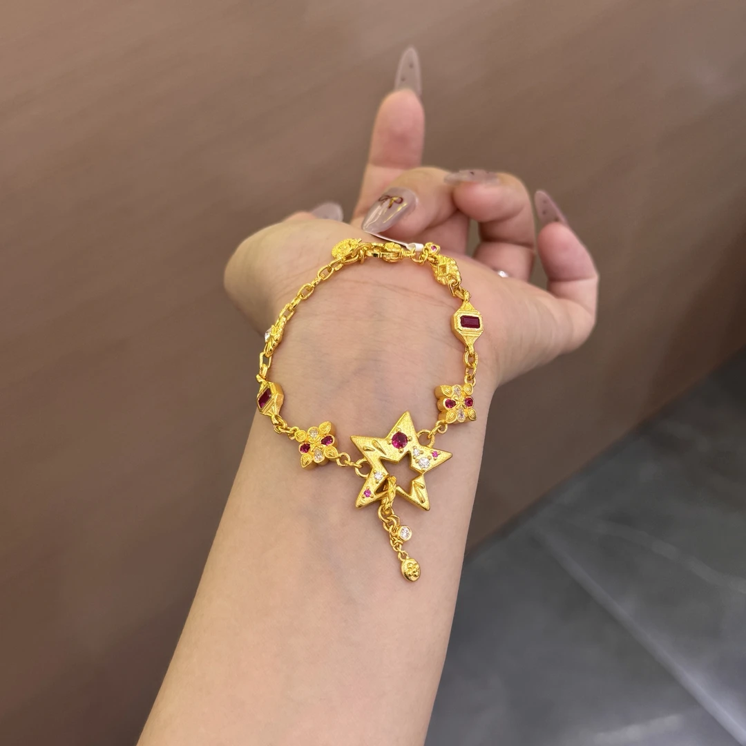 【菠萝珠宝】足金999 五角星时尚手工链  金重：26.53克