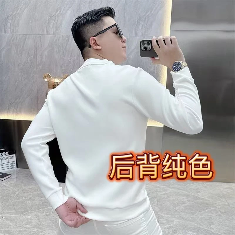2025秋冬新款几何图案字母长袖男士时尚潮流百搭休闲舒适卫衣