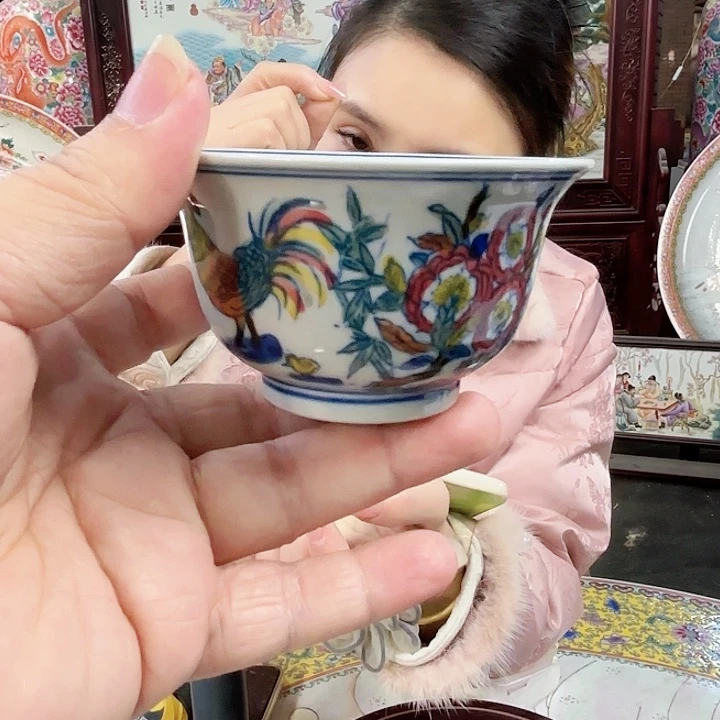 陶其他景德镇高温陶瓷鸡画片绿希杯子