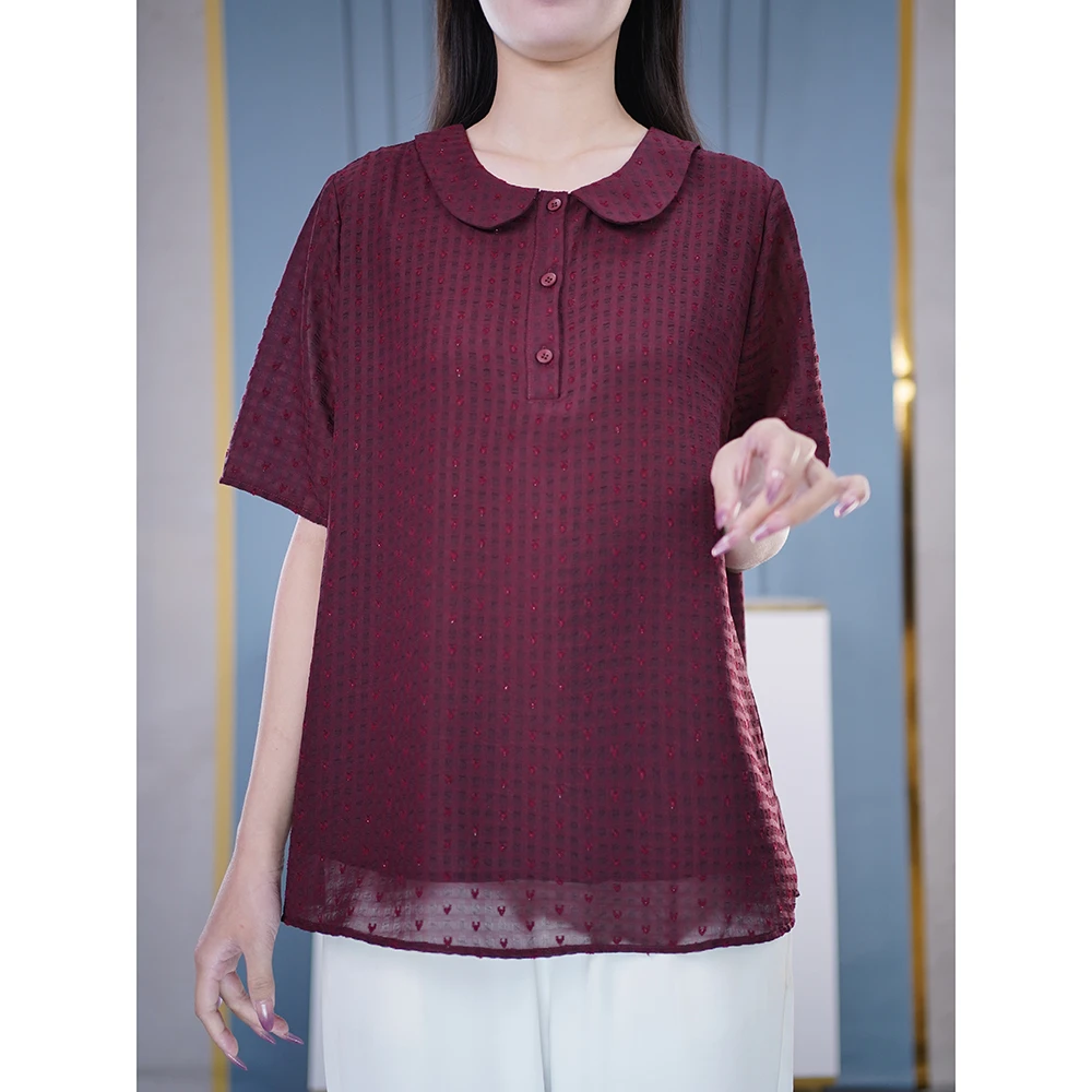 独特漂亮短袖小衫高贵显气质高级感衣服微胖妹妹大码女装显廋上衣