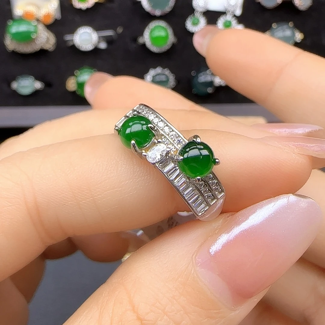 银S925镶嵌戒指翡翠