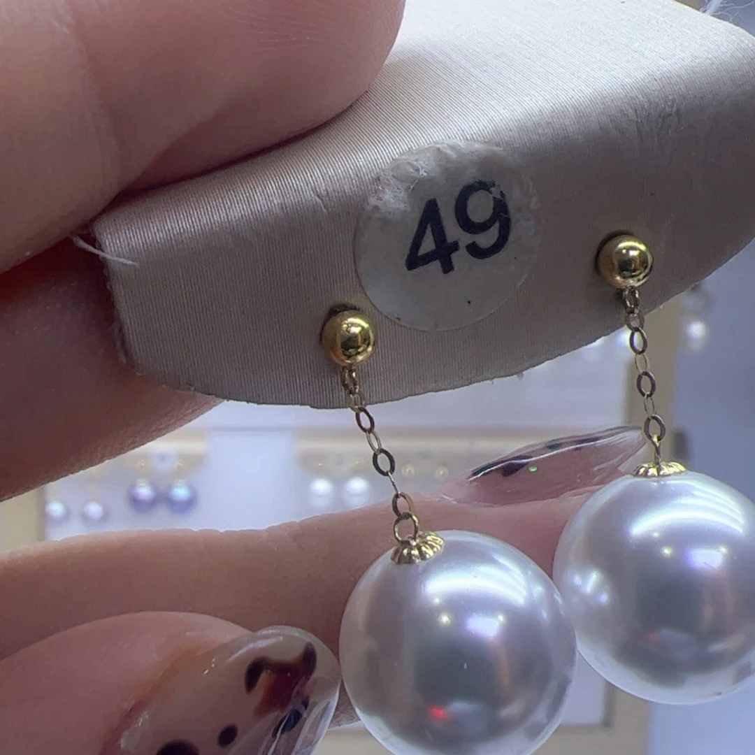 淡水珍珠耳饰18K金镶嵌