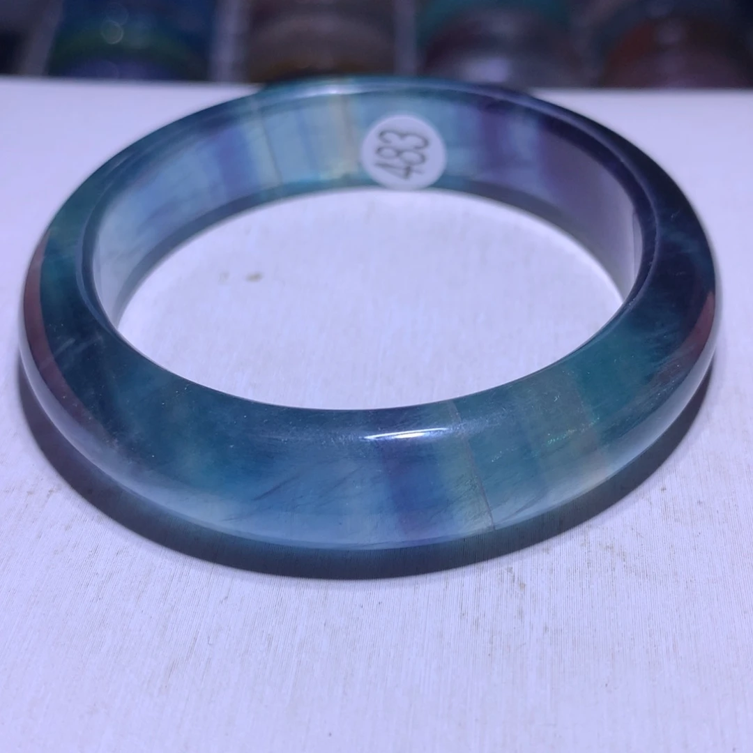 银S925镶嵌水晶手镯萤石54.2圈483