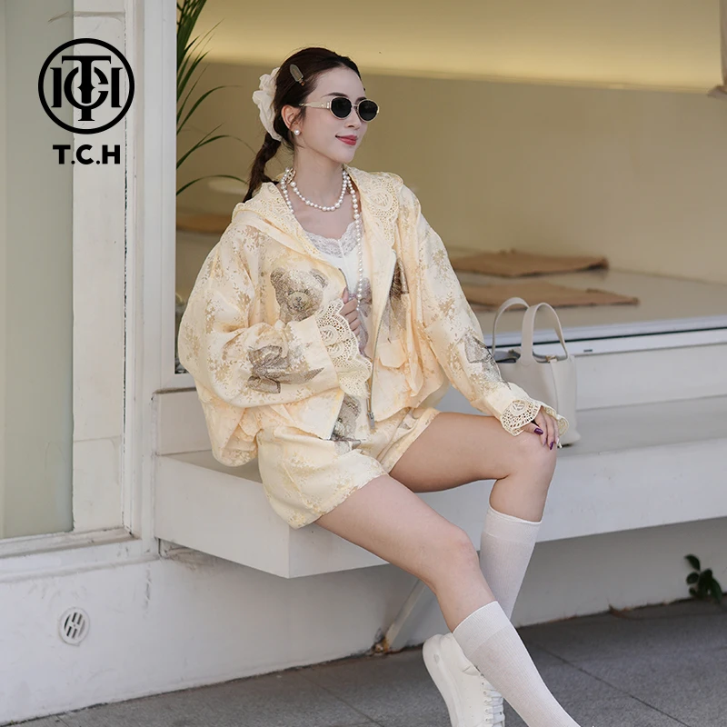 TCH现货私服防晒烫钻百搭拉链衫薄款短外套女T75A17E5011A轻奢tch