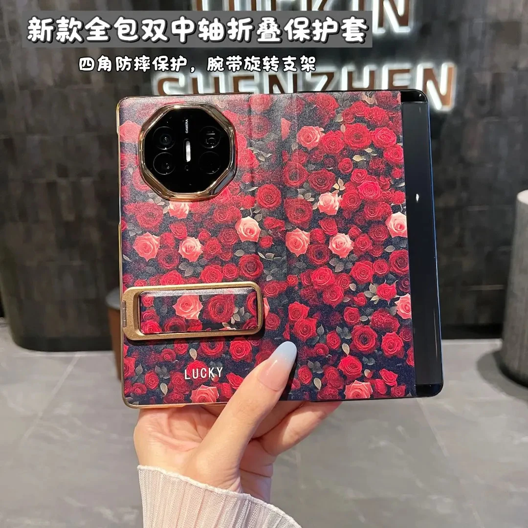 【女款四角全包双中轴】适用华为matex6翻盖手机壳折叠保护套x5防摔
