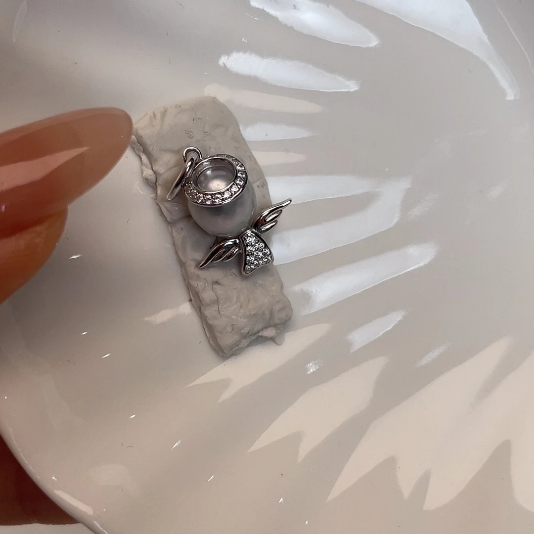 海水珍珠银S925镶嵌吊坠(不含链)