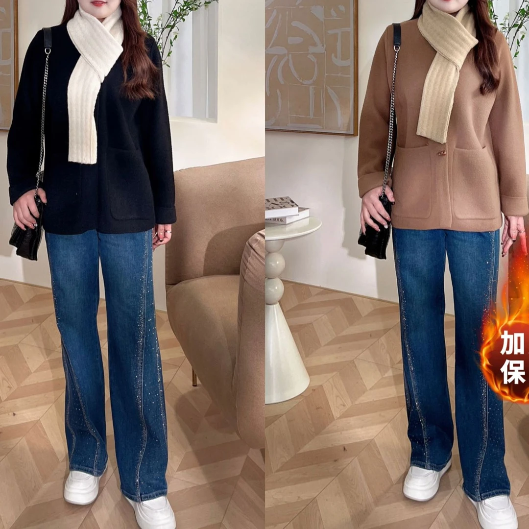 【上新外套】PMM82251秋冬新款高级感慵懒风休闲显瘦大码女装外套