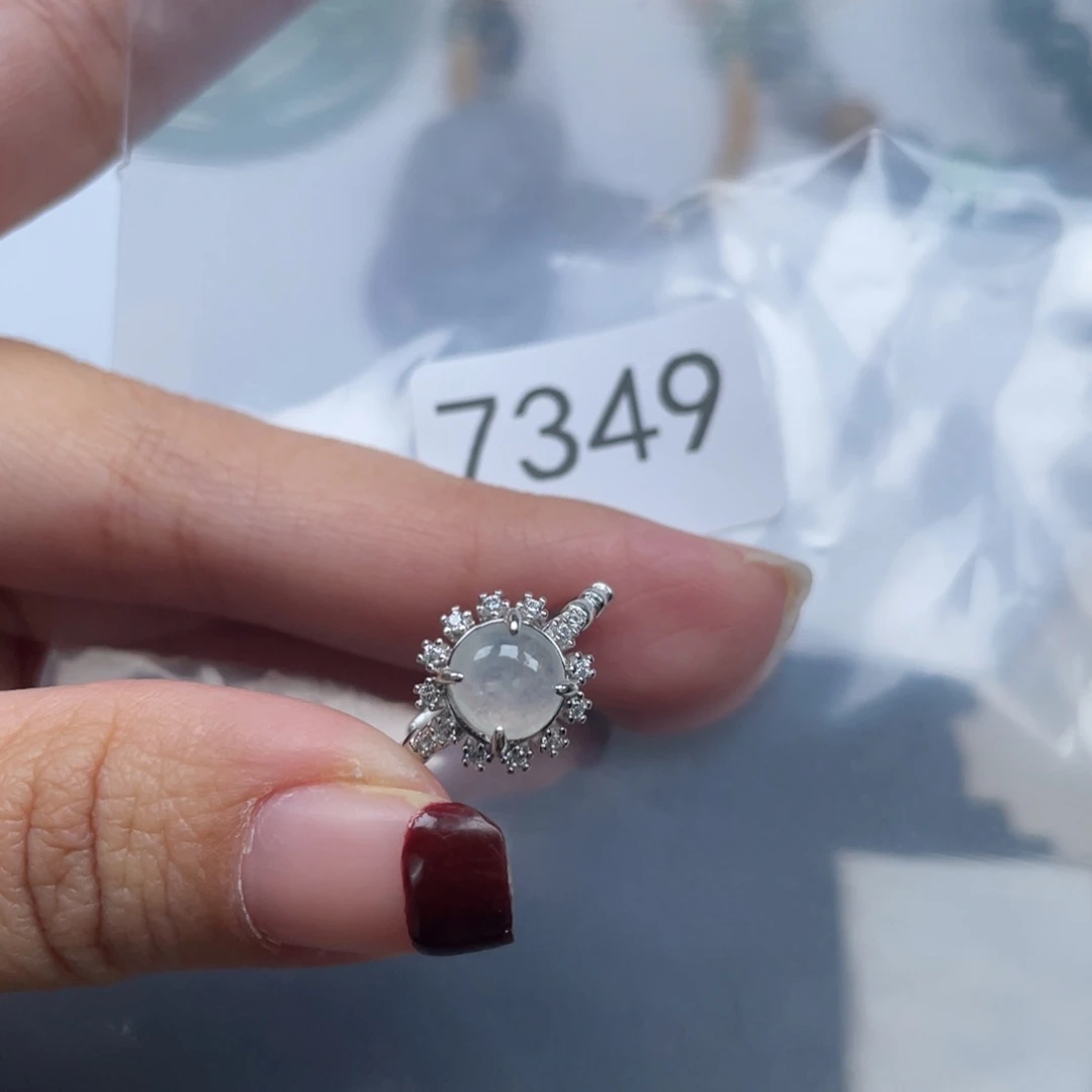 翡翠戒指银S925镶嵌纯天然a货缅甸翡翠包邮