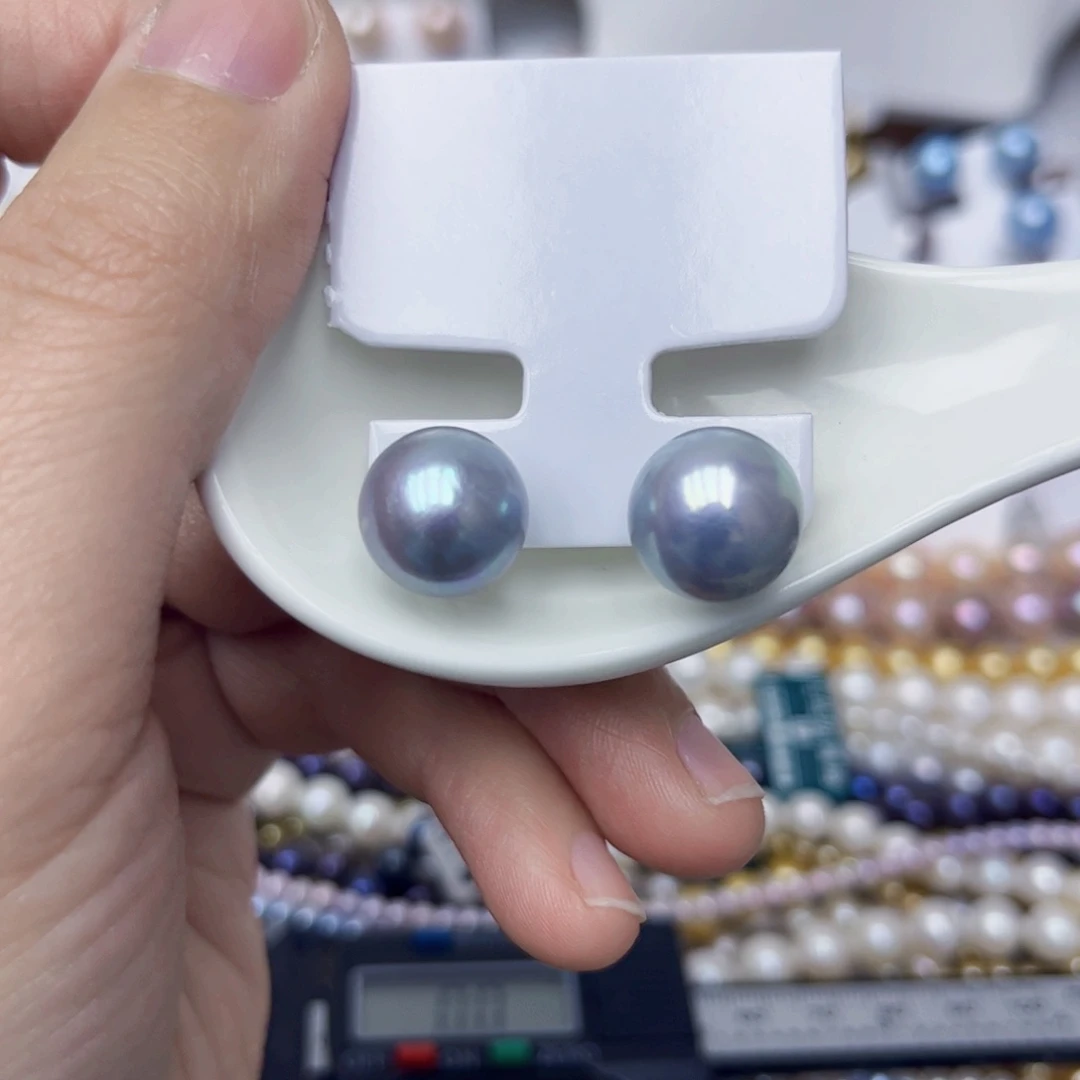 银S925镶嵌淡水珍珠耳饰