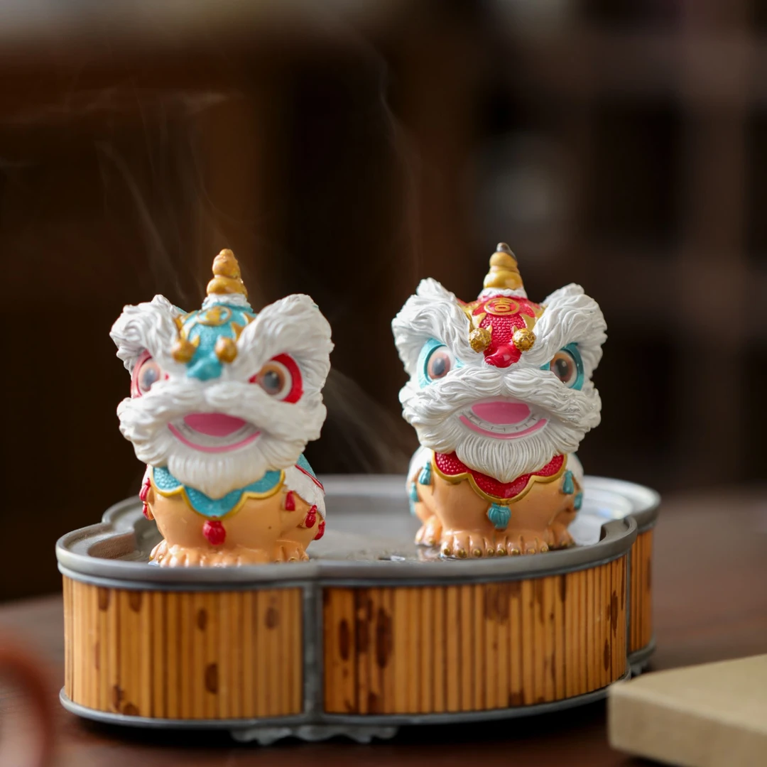 环保树脂遇热变色茶道摆件茶配件摆件国潮醒狮变色茶宠