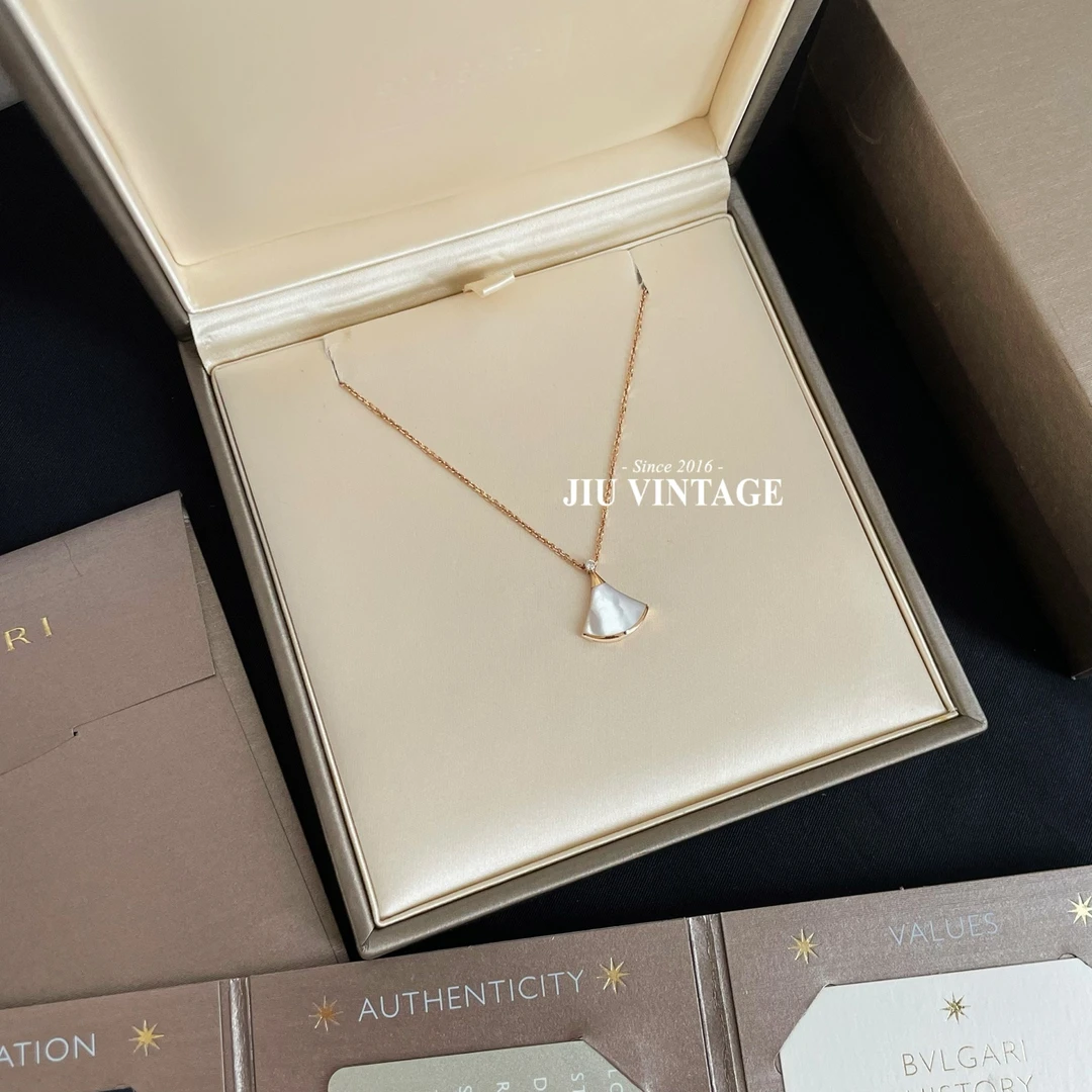 99新 BVLGARI/宝格丽 diva 扇子玫瑰金贝母项链JM11-0849
