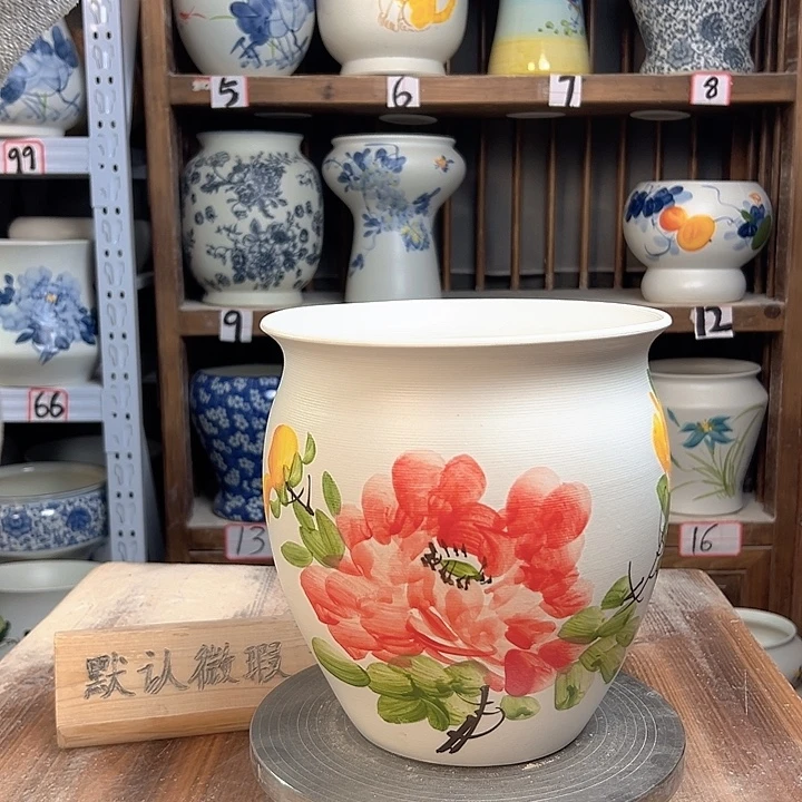 陶圆口牡丹款陶瓷陶瓷