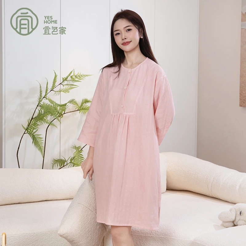 睡裙女夏季女款爆款2025新款纯棉衬衫裙柔软舒适洋气可外穿家居服