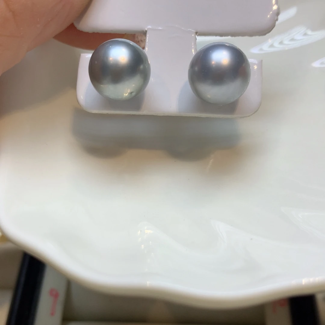 银S925镶嵌海水珍珠耳饰