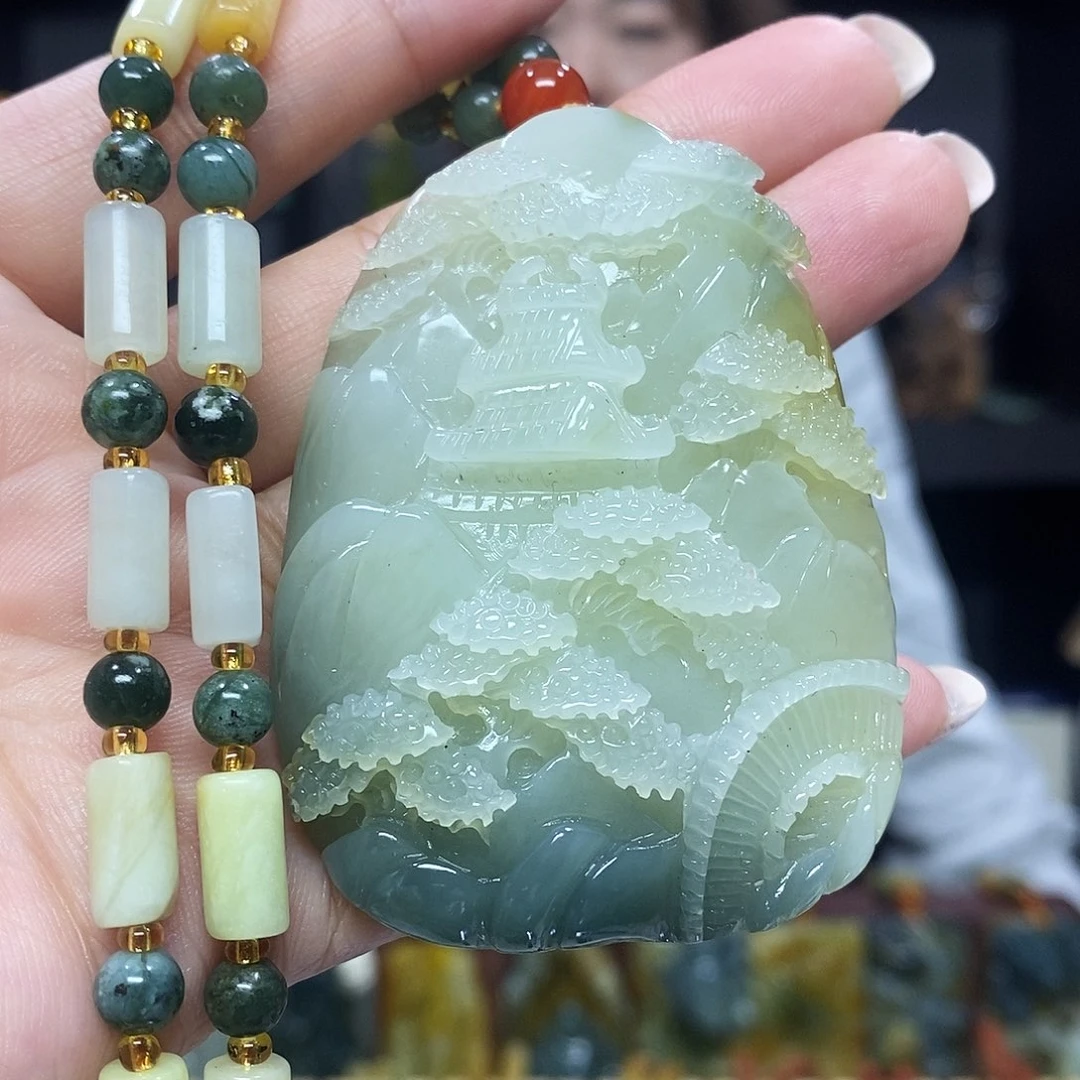 未镶嵌岫玉挂件吊坠手把