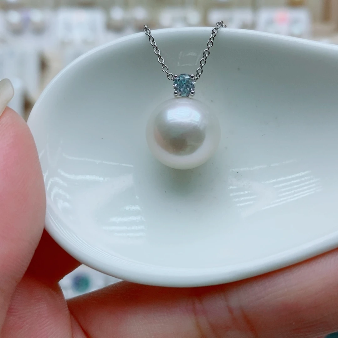 淡水珍珠银S925镶嵌吊坠(赠链)12.3mm