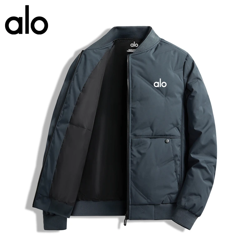 alo羽绒服男士商务冬季轻薄保暖时尚潮流帅气棒球服外套羽绒夹克
