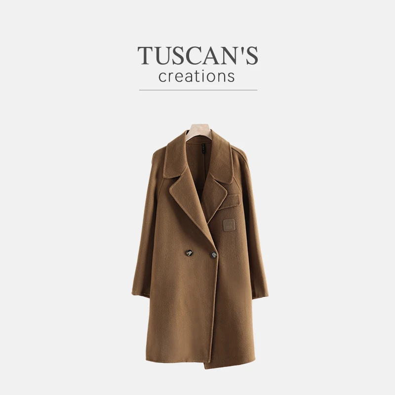 TUSCAN'S CREATIONS美拉德通勤冬季毛呢外套女中长款大衣时代双鱼