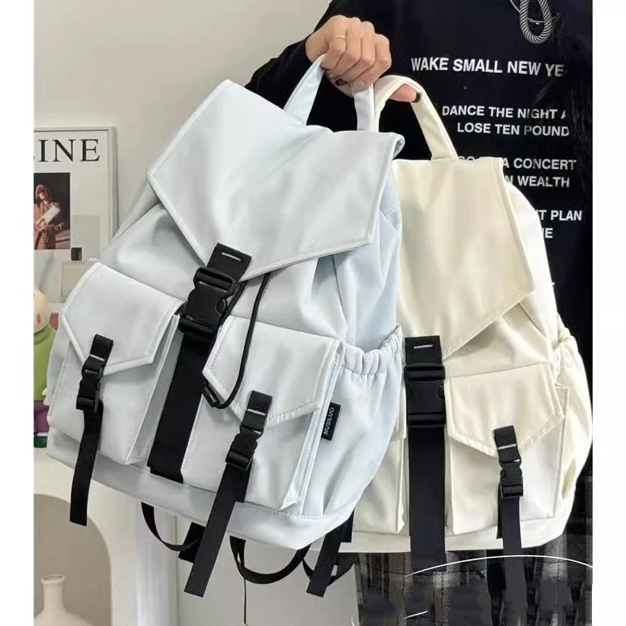 书包学生大容量日系ins户外徒步登山束口双肩包中性初中高中背包