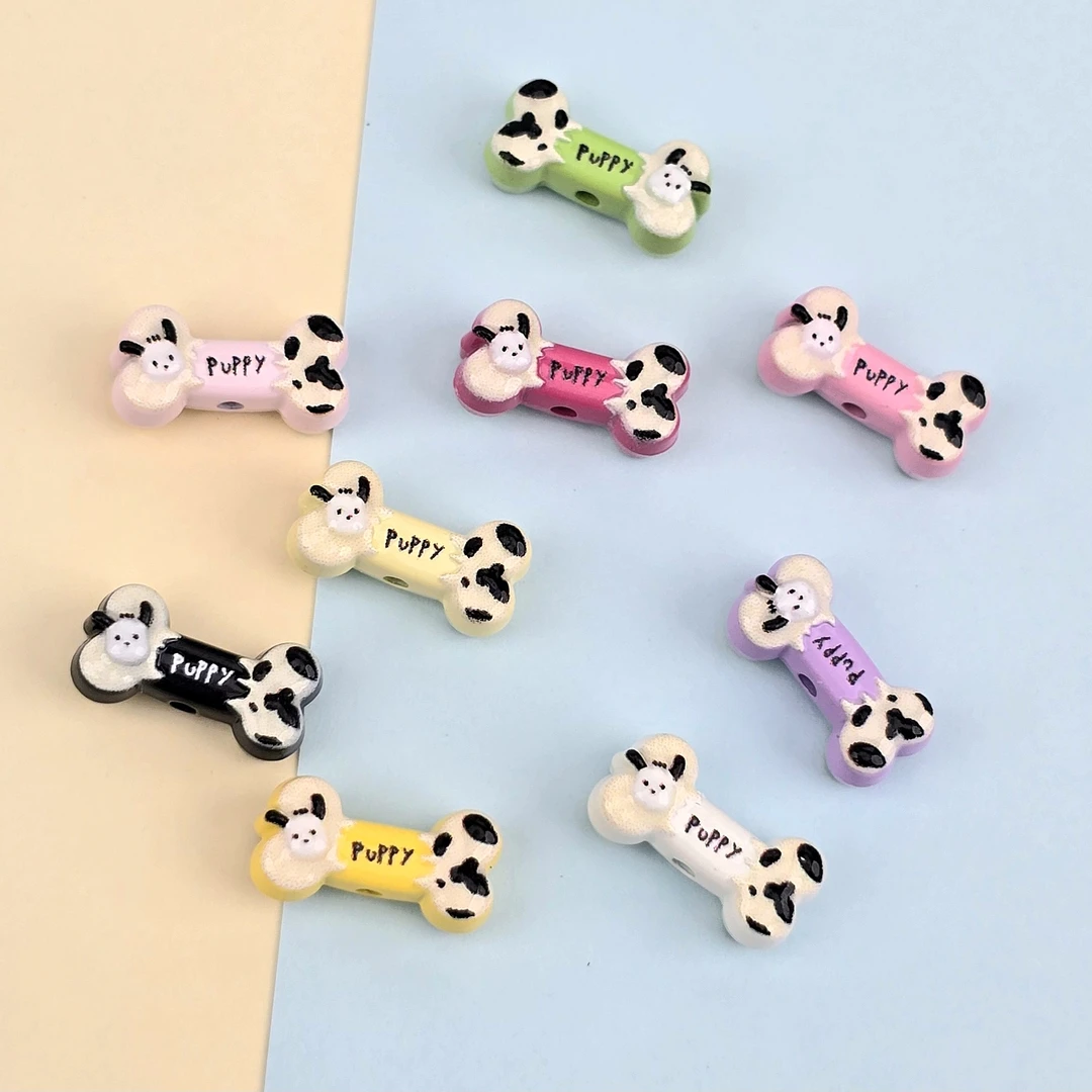彩色合金~ 斑点狗骨头~金属饰品串珠配件手机项链钥匙扣diy手工