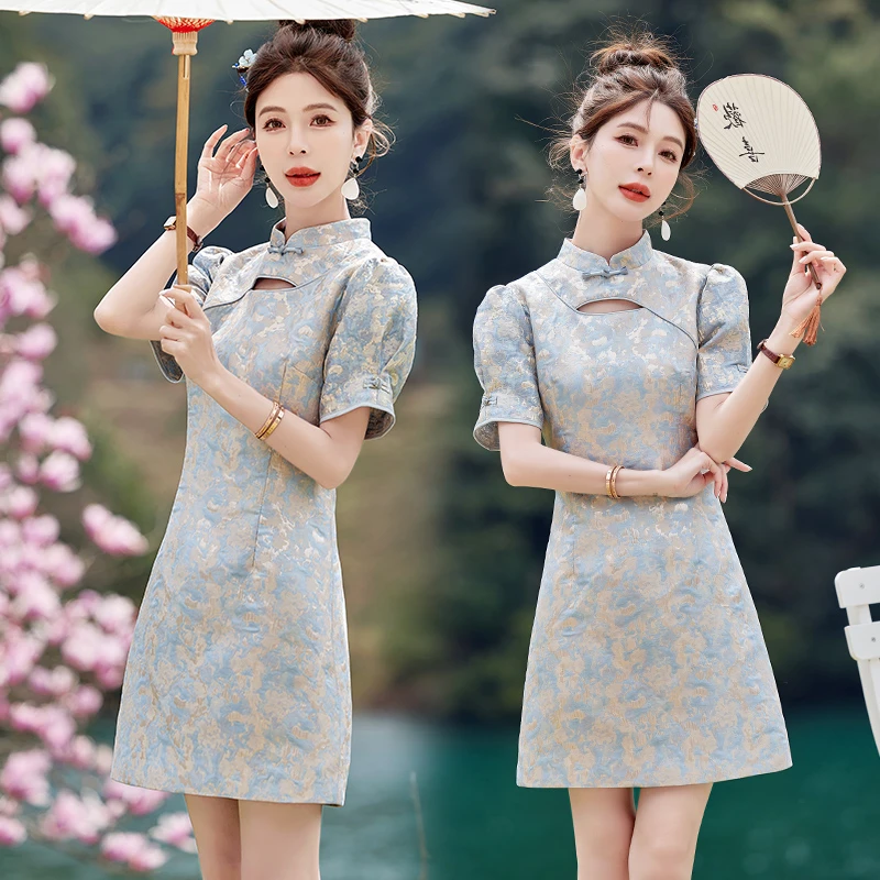 新中式改良旗袍连衣裙女夏季小个子风2025新款气质显瘦日常可穿