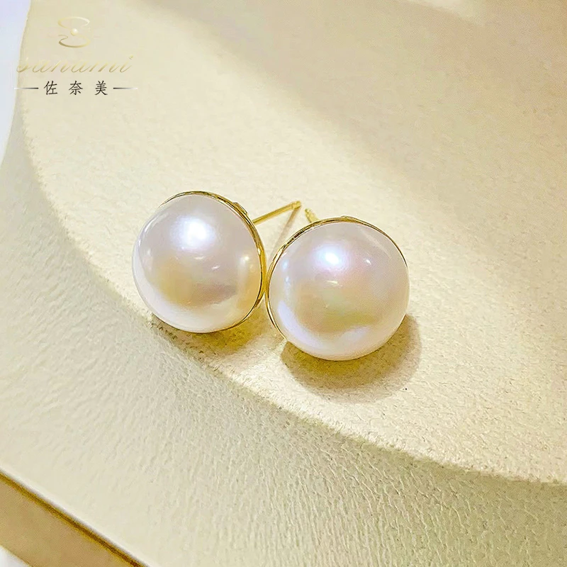 佐奈美（SANAMI) 925银海水马贝耳钉