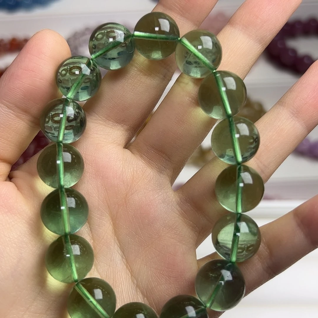 萤石手链银S925镶嵌巴**图绿荧石拍二次合一单