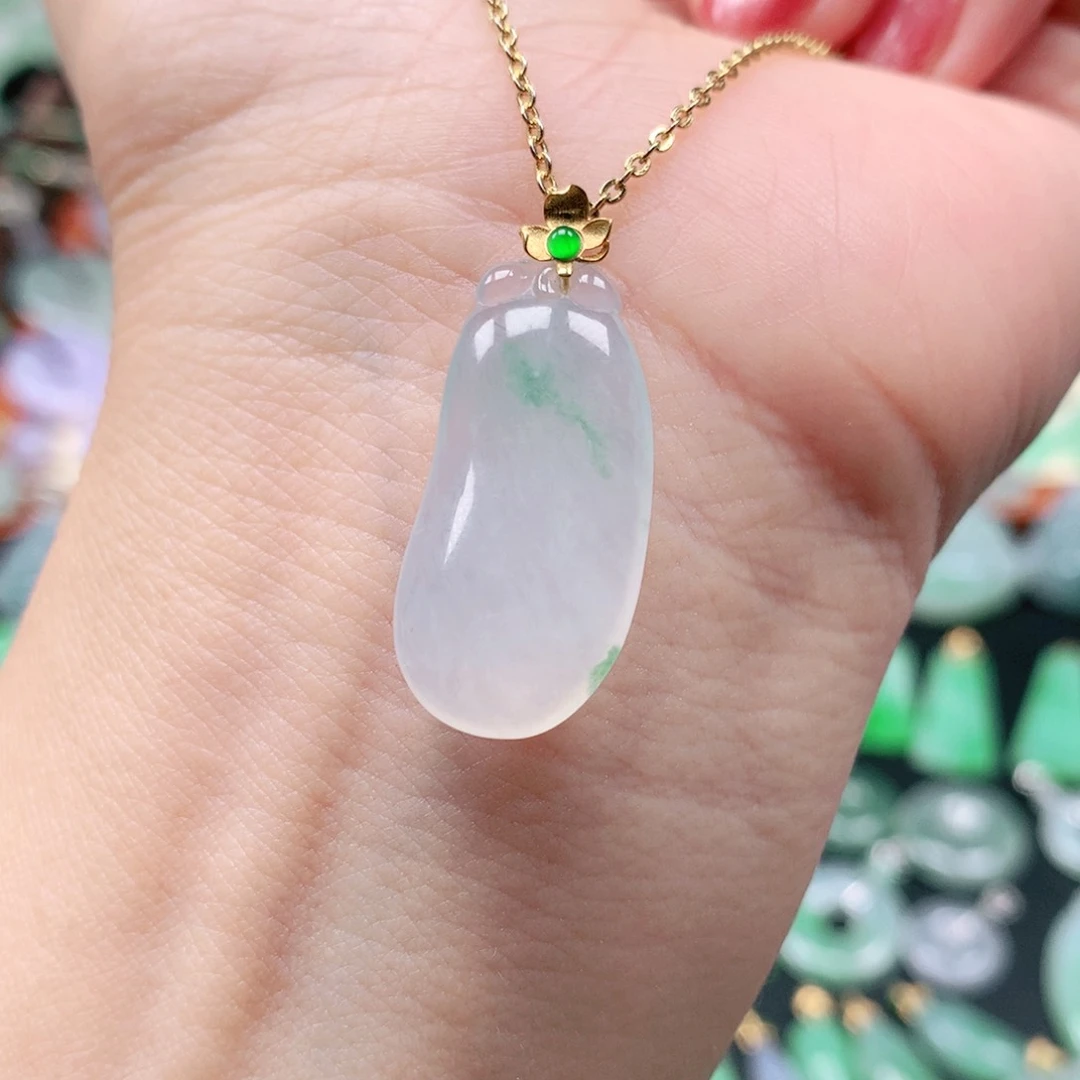 吊坠(不含链)18K金镶嵌翡翠